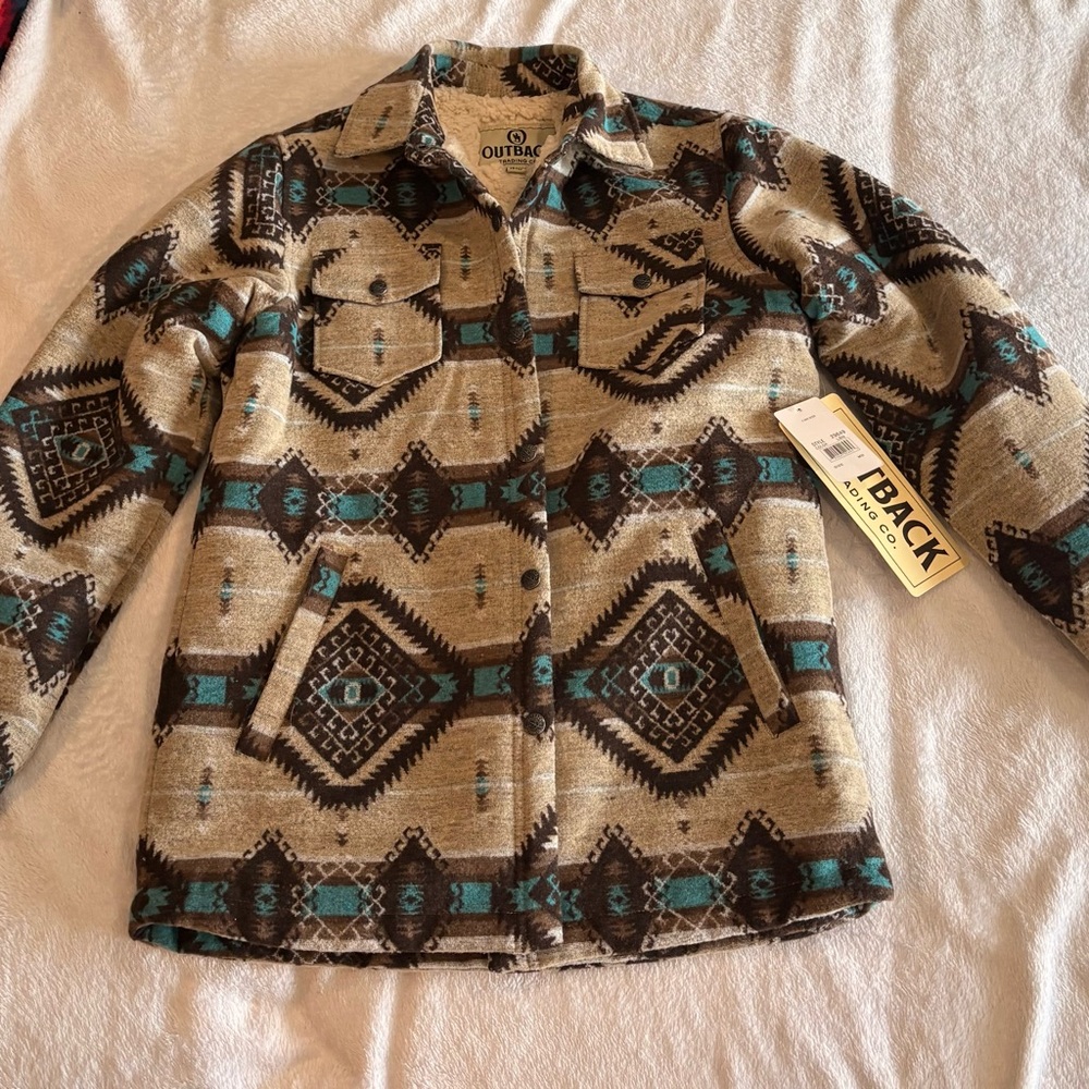 Outback Women's Brown and Blue Aztec Jacket